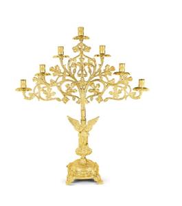 Menorah en laiton avec base 7 bras bougeoir fournitures d'église utilisation décorative d'église - Product Image 1