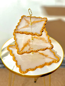 Handmade 3-Tier Resin Cake Stand Cupcake & Dessert Holder Luxury Resin <b>Crafts</b> for Home & Events by Tradebit - Product Image 3