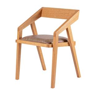 Silla de comedor moderna Nicolas hecha de madera de teca maciza de alta calidad con cuero PU para muebles de comedor con acabado natural. - Product Image 1