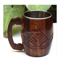 Taza de Madera Esencial para Camping, Estilo Clásico, Duradera, Reutilizable, Ecológica, con Asa Integrada, Regalo Empresarial, para Comida