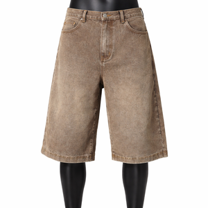 Pantalones Cortos de Mezclilla Vintage Lavados Personalizados para Hombre, Estilo Holgado y Urbano, Venta al Por Mayor OEM ODM - Product Image 1