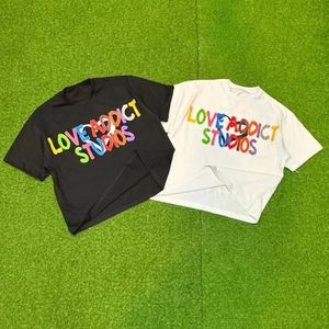 Camiseta de cuello redondo de gran tamaño estilo boxy recortada con logotipo frontal de patrón sólido Formal para Look - Product Image 3