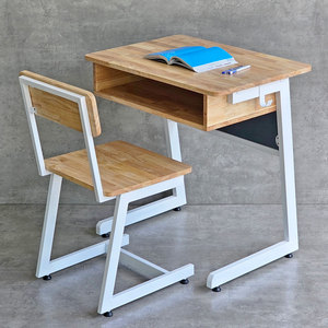 Ensemble bureau et chaise d'étudiant BGHS006 avec pieds en fer confortables en forme de C, mobilier scolaire en bois et métal - Product Image 6