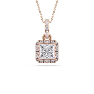 Seasonal Princess Cut Diamond Single Halo <b>Pendant</b> 0.50 Ct Lab Grown Diamond In Platinum Bridal Engagement - Product Image 1