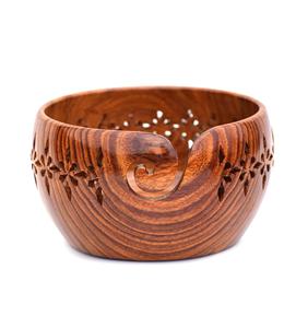 Bol de fil artisanal en bois stockage accessoires de tricot et de crochet bol poli de qualité supérieure - Product Image 1