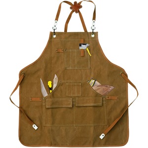 Tablier de cuisine en coton marron à boucle réglable Tablier de lave-vaisselle avec logo personnalisé Tablier de cuisine en toile Outil de travail Fleuriste Jardin Tablier élégant - Product Image 1