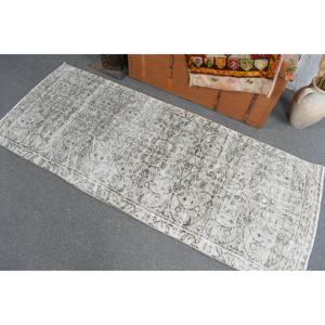 พรมวินเทจขนาด 2.6x6.3 ฟุต, พรมสไตล์ตุรกี, พรมลายอิคัตสีน้ำตาลเทา - Product Image 3