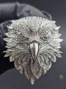 จี้เพชรทรงกลมแบบฮิปฮอปหัวนกอินทรี ประดับเพชรโมอิสซาไนต์ สำหรับผู้ชาย เงินแท้ 925 เครื่องประดับจี้และชาร์ม - Product Image 3