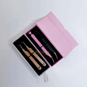 แหนบต่อขนตาคุณภาพสูง GETUP BROSONS IMPEX สแตนเลสสตีล 10 มม. ป้องกันไฟฟ้าสถิตย์ สีดำ/ชมพู ปลายทองเรียบเนียน - Product Image 3