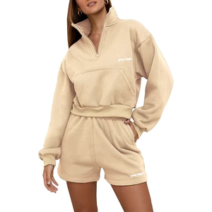 Winter Elegant Luxury Lounge Wear Women Cotton Long Sleeve High Stretch Jogger Wear Wholesale Female Knit Ribbed Two <b>Piece</b> Set - Product Image 1