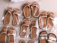 Sandal rotan Hyacinth air grosir untuk penggunaan dalam ruangan Spa Hotel sandal sol lembut serat alami