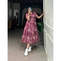 Robe Longue en Soie Tabby à Col pour Femme, Coupe Évasée Personnalisable, Idéale pour l'Été, les Occasions Formelles, l'Église ou le Bureau, Disponible en Grandes Tailles