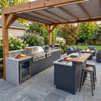 Nouvelle conception de barbecue de cuisine extérieure antibactérien et anti-moisissure pour patio extérieur, en acier inoxydable 304, cuisine extérieure de haute qualité