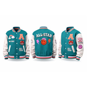 Blouson universitaire vintage décontracté en chenille personnalisé avec patchs brodés, imperméable, écologique, à capuche, vente en gros - Product Image 5