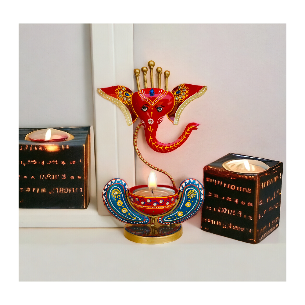 Multicolor (Red, Orange, Blue with ethnic detailing)