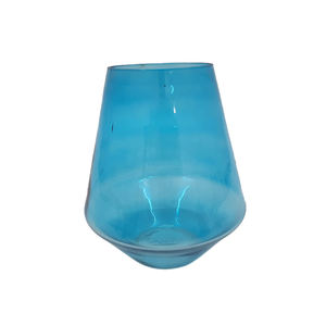 Ensemble de décoration de salon de 2 vases à fleurs en verre et métal couleur bleue pot de fleurs au design moderne pour décor de table fait à la main - Product Image 3