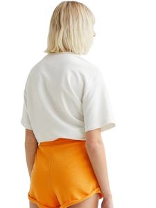 Shorts de sport décontractés en coton French Terry orange pour femmes, personnalisables avec logo, vente en gros, commande en gros - Product Image 4