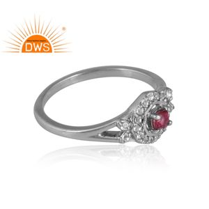 แหวนพลอยสีชมพูเงินและพลอยบุษราคัมสีขาวขายดีที่สุดสำหรับผู้หญิงเครื่องประดับดีไซน์ตามสั่งสำหรับผู้หญิงของขวัญสำหรับผู้หญิง - Product Image 4