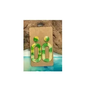 Pendientes colgantes bordados de resina de alta calidad hechos a mano directamente de la India, joyería de moda clásica para mujeres y niñas - Product Image 3