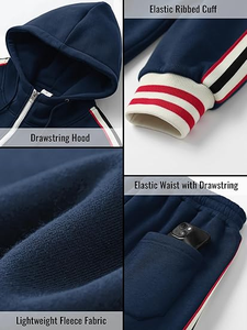 Conjunto de Chándal de Felpa con Capucha y Pantalones Jogger de Terciopelo de 2 Piezas, Talla Grande, Informal, de Invierno, con Logotipo Personalizado, Transpirable y Ecológico - Product Image 4