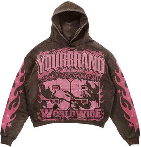 Conjunto de sudadera con capucha y pantalones de chándal de lavado ácido de alta calidad personalizado, chándal Vintage, chándal Sweat Stack Flare Pant Suit para hombres - Product Image 2