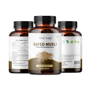 Capsules d'extrait d'herbes Safed Musli 100% naturel pur, haute puissance, qualité alimentaire, extrait par solvant, durée de conservation de 3 ans, en bouteille - Product Image 1