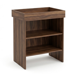 Table de chevet moderne en bois grainé avec étagère ouverte pour chambre d'appartement - Product Image 4