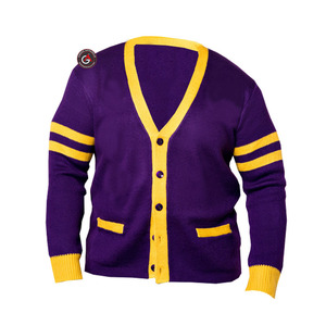 Vente en gros de cardigans acryliques pour hommes de la fraternité brodés Omega | Pull cardigan de style personnalisé pour hommes brodés de la fraternité - Product Image 5