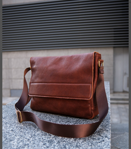 Leather Laptop Bag in Light Brown, Personalized Leather Shoulder Laptop Bag | Monogramming Groomsmen Gift | Mens <b>Briefcase</b> - Product Image 3