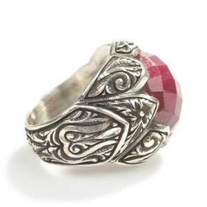 Bague pour homme en argent sterling 925 avec pierre naturelle et rubis racine, plaqué rhodium, motif gravé, pour usage quotidien - Product Image 3