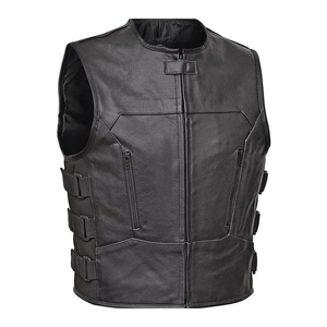 Chaleco de Motociclista de Cuero Genuino Premium en Oferta, Chaleco de Motociclista con Hebilla Lateral Ajustable, Fabricante en Pakistán - Product Image 2