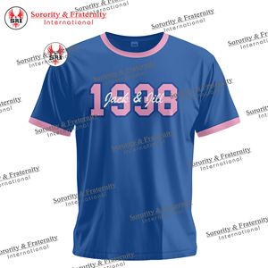 T-shirt en chenille à rayures Jack and Jill, vêtements de sororité, t-shirt en coton doux, logo brodé, coupe confortable, taille réelle - Product Image 3