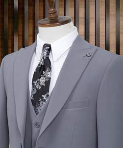 65% Polyester 35% Viscose <b>Grey</b> <b>Mens</b> Suit with <b>Vest</b> Modern Slim Fit Elegant Outfit for Weddings Business and Formal Events - Product Image 2
