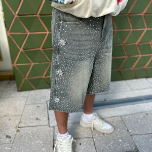 Short en jean personnalisé avec strass Short en jean pour hommes Short en jean de haute qualité avec design personnalisé et logo accepté pour hommes - Product Image 5