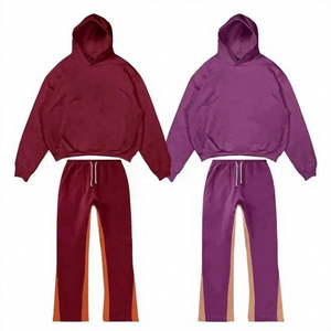 Pantalones de chándal jogger de felpa 100% algodón ecológico, personalizados, de invierno, estilo vintage, lavados, desgastados, con lavado ácido y corte acampanado - Product Image 1