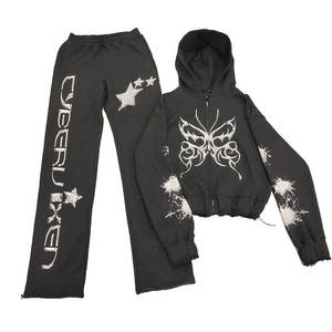 420GSM <b>Top</b> Grade Heavyweight Cotton Hoodie Mens Tracksuit Screen Print Puff Print Sweatshirt Fitness Winter Pants - Product Image 6