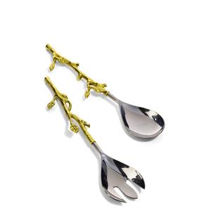 Juego de cuchara de servidor de ensalada de latón pulido hecho a mano de fabricante indio de 2 piezas al por mayor con venta de obsequios - Product Image 6