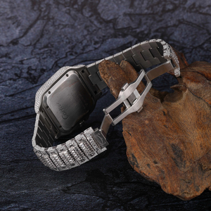 Montre à mouvement ETA en acier inoxydable pour hommes, haute qualité, entièrement glacé VVS Moissanite, diamant, indices romains - Product Image 4