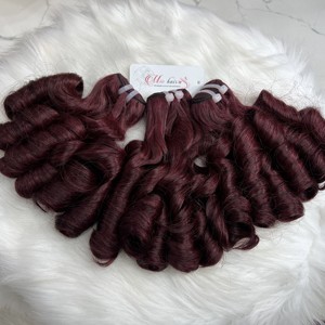 Extensions de cheveux Remy Vietnam Super Double Épais et Entièrement Remy Bouncy Curl Bordeaux RAW Donor Fumi Hair Weaving Style - Product Image 3