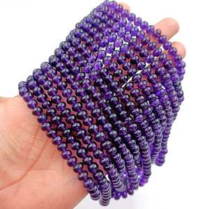 Perles rondes lisses d'améthyste violette naturelle 5-9mm perles de pierres précieuses d'améthyste en vrac pour la fabrication de bijoux du fabricant indien - Product Image 3