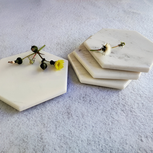 Premium Eco-Friendly Modern Home Decor Durable <b>Heat</b>-Resistant Scratch-Proof Marble <b>Coasters</b> Set of Stone Drink Protectors - Product Image 6