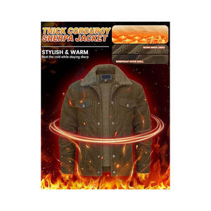 Veste de camionneur en velours côtelé pour homme Doublure en sherpa Polaire Manteau d'hiver Chaud Épais Décontracté Style cargo Veste d'extérieur pour temps froid - Product Image 3