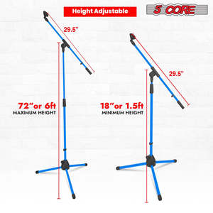 5 Core Mic Stand Floor Height Adjustable <b>Tripod</b> Microphone Stands w Extending Telescoping Boom Arm - Product Image 3