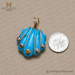 Turquoise Gemstone 14k Or Jaune, Pendentif Coquillage en Argent 925 Multi Saphir Fine Jewelry Wholesale - Product Image 4