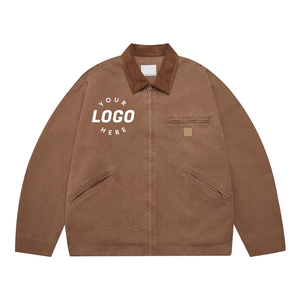 OEM Wholesale Custom logo Printed Embroidery Patches Casual <b>Canvas</b> Vintage <b>Work</b> <b>Jacket</b> Men - Product Image 1
