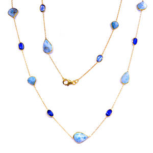 Traditional Sterling Silver Classic <b>Cheap</b> Elegant Amazonite Pearl Gemstones Latest Link <b>Chain</b> Necklace - Product Image 2