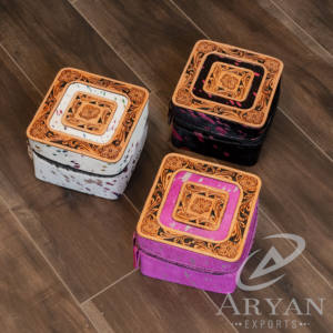 Nouveau Western usiné en cuir étui à bijoux cheveux sur métallique en cuir véritable bijoux support sûr Premium qualité femmes boîte à bijoux - Product Image 6