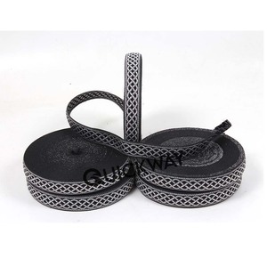 Wholesale Celtic & Jacquard <b>Ribbon</b> Trim Silver & Black Embroidered Woven <b>Ribbon</b>, Custom Ceremonial Braids - Product Image 6