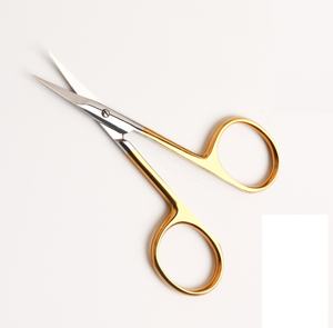 Tijeras profesionales de acero inoxidable para uñas con mango dorado para el cuidado de cejas y cutículas, etiqueta privada OEM - Product Image 4