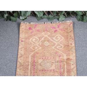 พรมตุรกีขนาดเล็ก 1.4x2.5 ฟุต (44x77 ซม.) พรมขนสัตว์สีน้ำตาลวินเทจลายปะติด - Product Image 3